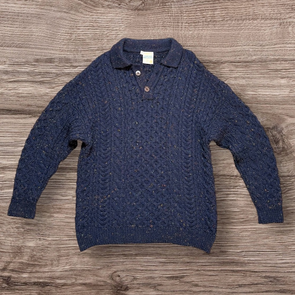 Ireland Vintage Wool Sweater Pullover Cable Knit Unisex L Large XL